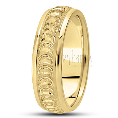 Elegant Beaded Diamond Cut Wedding Band  - view 3 thumbnail