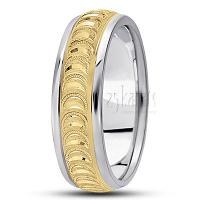 Elegant Beaded Diamond Cut Wedding Band  - main view