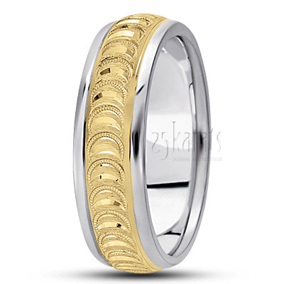 Elegant Beaded Diamond Cut Wedding Band  - main view thumbnail