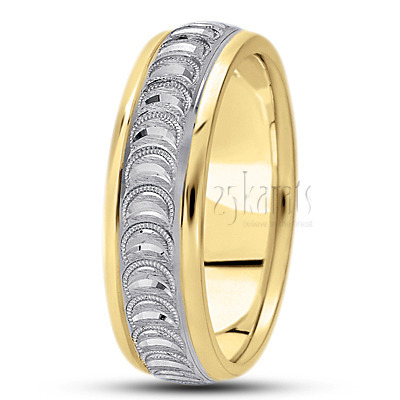 Elegant Beaded Diamond Cut Wedding Band  - view 4 thumbnail