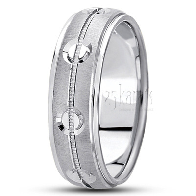 Sturdy Beaded Fancy Design Wedding Ring 