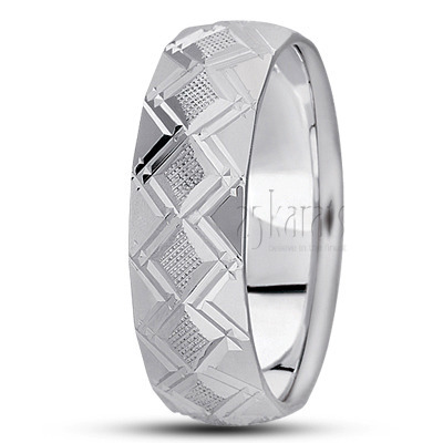 Attractive Solid Diamond Carved Wedding Band 