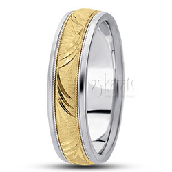 Exquisite Leaf Design Fancy Carved Wedding Ring 