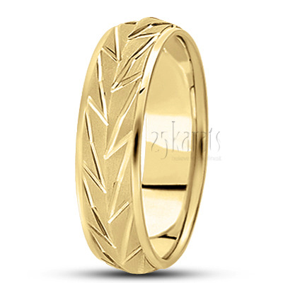 Elegant Zigzag Design Diamond Carved Wedding Band  - main view