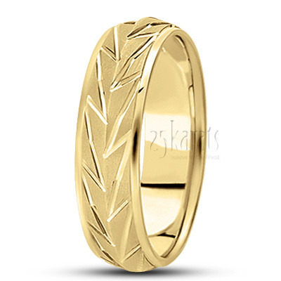 Elegant Zigzag Design Diamond Carved Wedding Band  - main view thumbnail