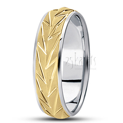 Elegant Zigzag Design Diamond Carved Wedding Band  - view 3
