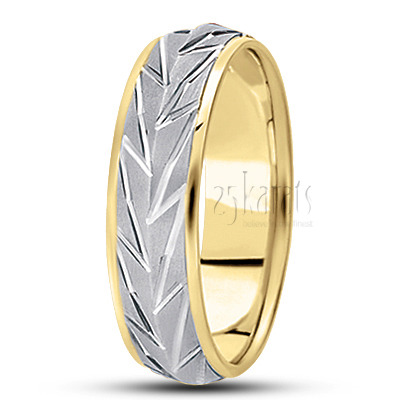 Elegant Zigzag Design Diamond Carved Wedding Band  - view 4