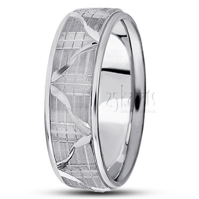 Sturdy Symmetrical Carved Design Wedding Ring 