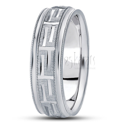 Extravagant Milgrain Step Edge Fancy Wedding Band 