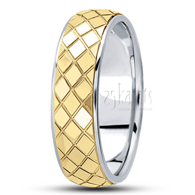 Diamond-shape Incised Fancy Wedding Ring 