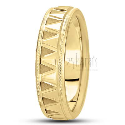 Modern Incised Fancy Designer Wedding Ring  - view 3