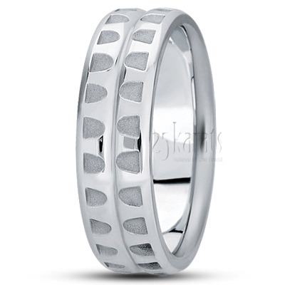 Contemporary Convex Half Fancy Design Wedding Ring  - main view