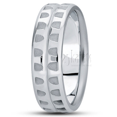 Contemporary Convex Half Fancy Design Wedding Ring  - main view thumbnail