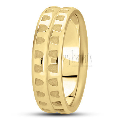 Contemporary Convex Half Fancy Design Wedding Ring  - view 2 thumbnail