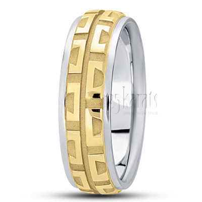 Exclusive Step Edge Carved Design Wedding Band 