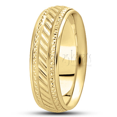 Beaded Diagonal Cut Fancy Design Wedding Ring  - view 2