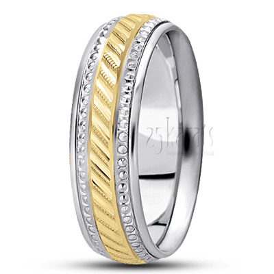 Beaded Diagonal Cut Fancy Design Wedding Ring  - view 3
