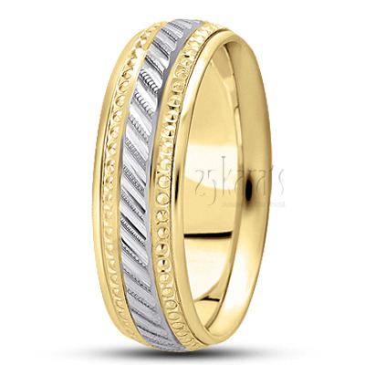 Beaded Diagonal Cut Fancy Design Wedding Ring  - view 4