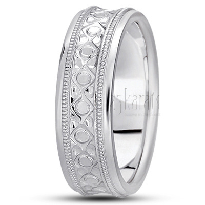 Concave High Polished Fancy Design Wedding Ring  - main view