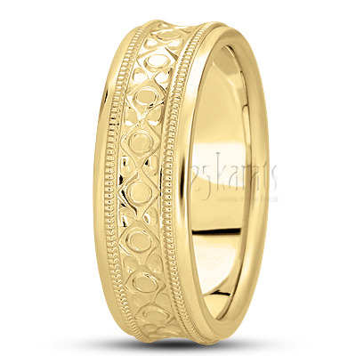 Concave High Polished Fancy Design Wedding Ring  - view 2