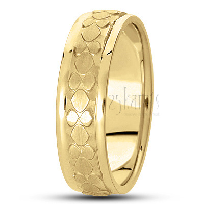 Custom Incised Carved Design Wedding Ring  - view 2