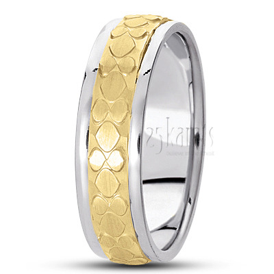 Custom Incised Carved Design Wedding Ring  - view 3