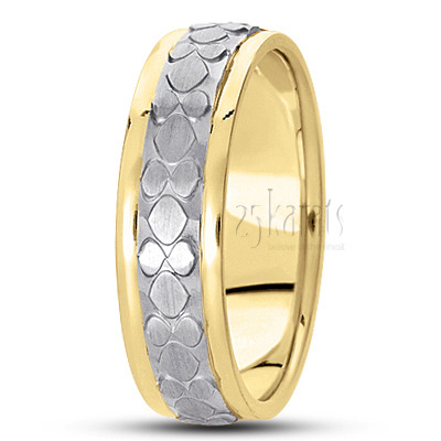 Custom Incised Carved Design Wedding Ring  - view 4