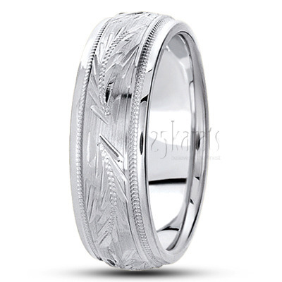 Exclusive Shiny Edge Hand Engraved Wedding Ring  - view 2 thumbnail