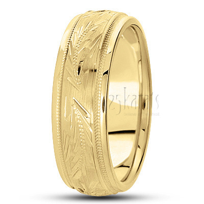 Exclusive Shiny Edge Hand Engraved Wedding Ring  - view 3 thumbnail