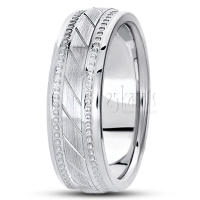 Diagonal Cut Satin Center Fancy Wedding Band  - main view