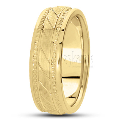 Diagonal Cut Satin Center Fancy Wedding Band  - view 2