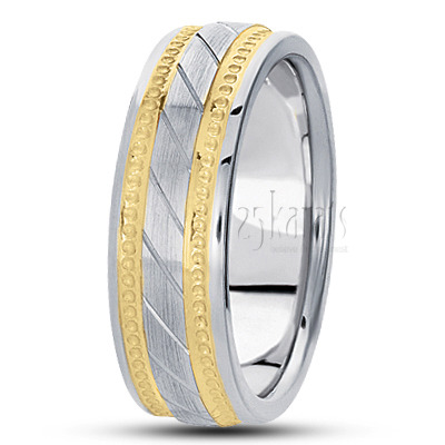 Diagonal Cut Satin Center Fancy Wedding Band  - view 3