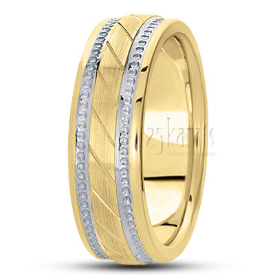 Diagonal Cut Satin Center Fancy Wedding Band  - view 4 thumbnail
