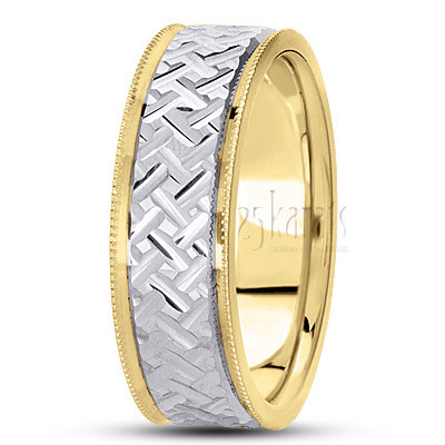 Milgrain Step Edge Diamond Carved Wedding Band  - view 4 thumbnail