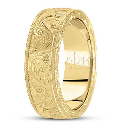 Elegant Fine Hand Engraved Wedding Ring  - view 4 thumbnail