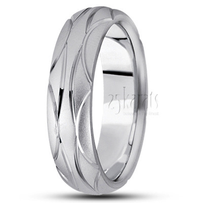 Symmetrical Fancy Carved Wedding Band  - view 2 thumbnail