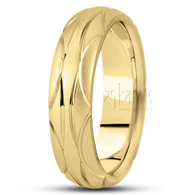 Symmetrical Fancy Carved Wedding Band  - main view thumbnail