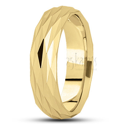 Extravagant Angled Cut Fancy Carved Wedding Ring 
