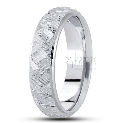Angled Cut Step Edge Fancy Wedding Band  - view 2
