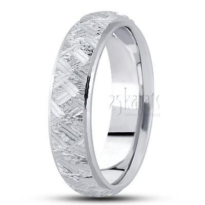 Angled Cut Step Edge Fancy Wedding Band  - view 2 thumbnail