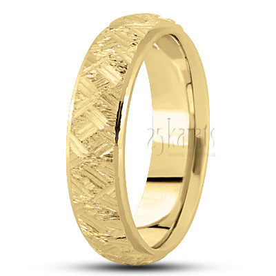 Angled Cut Step Edge Fancy Wedding Band 