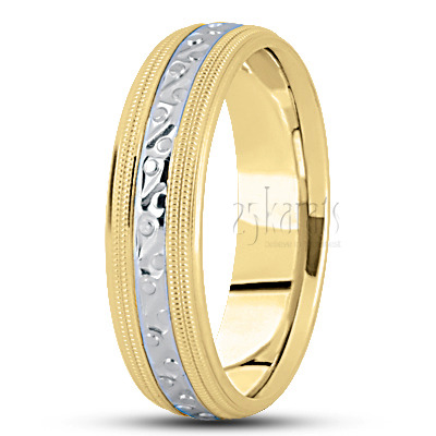 Shiny Double Milgrain Fancy Design Wedding Band  - view 4
