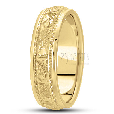 Elegant Hand Engraved Fancy Design Wedding Ring  - view 3