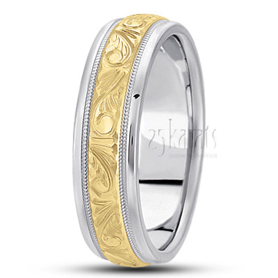 Elegant Hand Engraved Fancy Design Wedding Ring  - main view