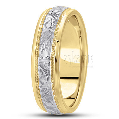 Elegant Hand Engraved Fancy Design Wedding Ring  - view 4 thumbnail