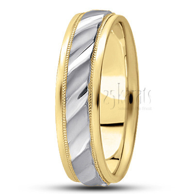Stylish Ridged Center Fancy Designer Wedding Ring 