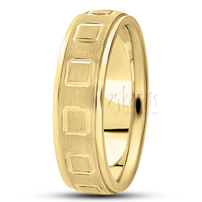 Attractive Rectangular Cut Carved Design Wedding Band  - main view
