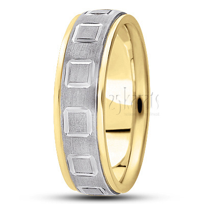 Attractive Rectangular Cut Carved Design Wedding Band  - view 4