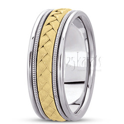 Classic Milgrain Hand Braided Wedding Band Set - HH-HC100105 - 14K