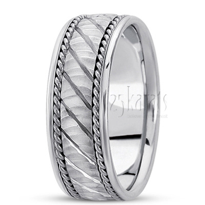 Diagonal Cut Rough Handcrafted Wedding Ring  - main view